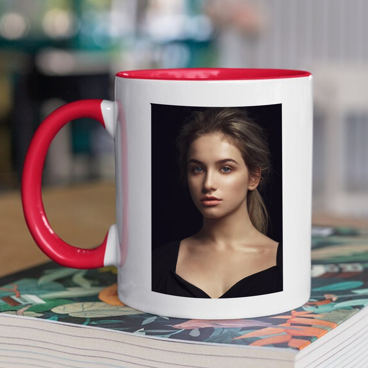 customized red photo mug in UAE
